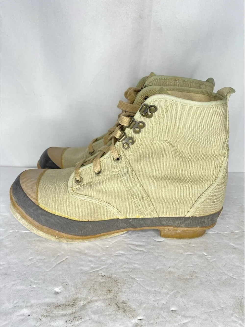 Hodgman Lakestream Wading Outdoor Boots Lace Up Leather Canvas Tan 9 19205